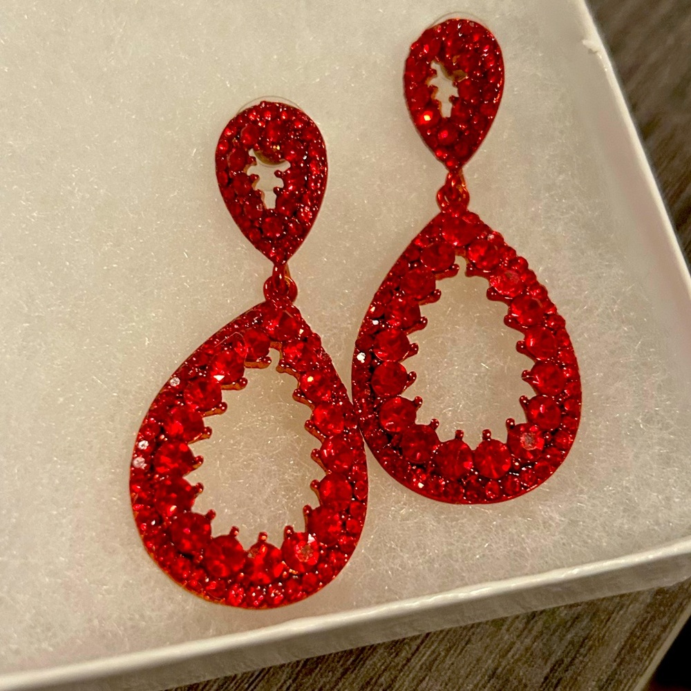 Red pageant earrings